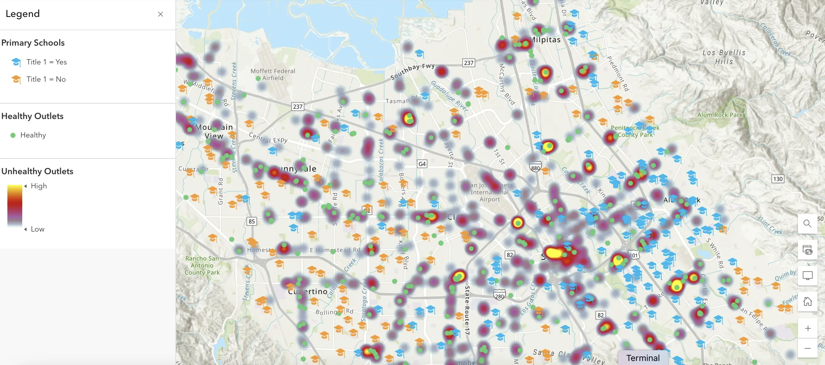SnackMap visualization showing food environment data